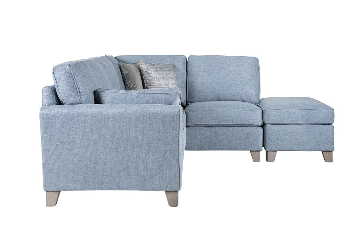 Cantrell Fabric Corner Sofa with Ottoman Footstool