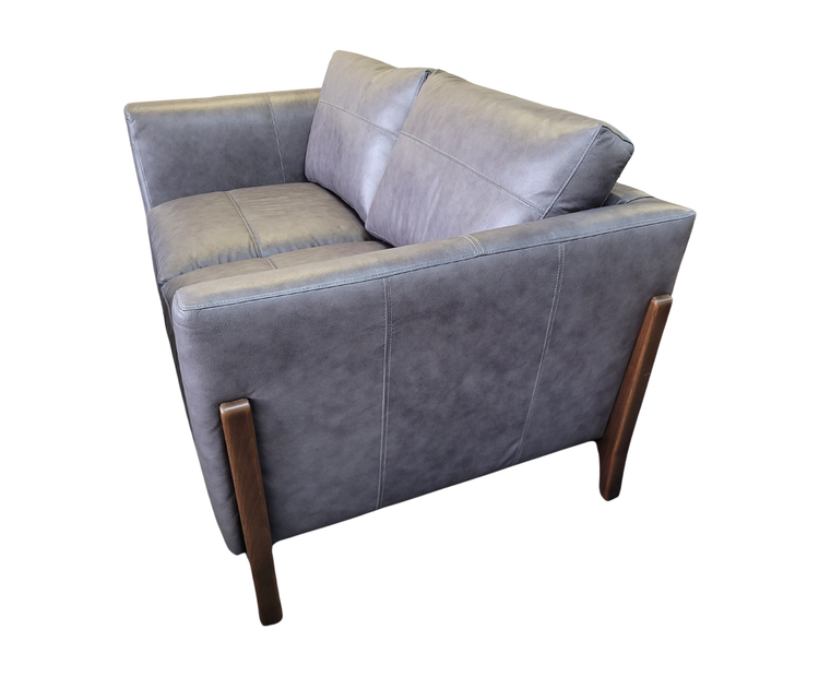 Ex-Display Ren Grey Leather 2 Seater Sofa + 2 Chairs | EXRENG