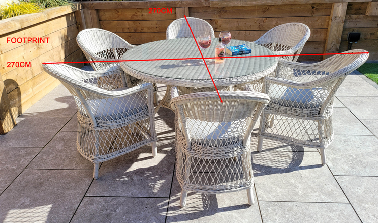 Rose 6 Seater White Wicker Outdoor Dining Set | Rose0289_0393