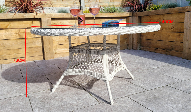 Rose 6 Seater White Wicker Outdoor Dining Set | Rose0289_0393