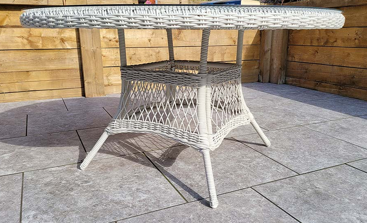 Rose 6 Seater White Wicker Outdoor Dining Set | Rose0289_0393