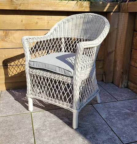 Rose 6 Seater White Wicker Outdoor Dining Set | Rose0289_0393