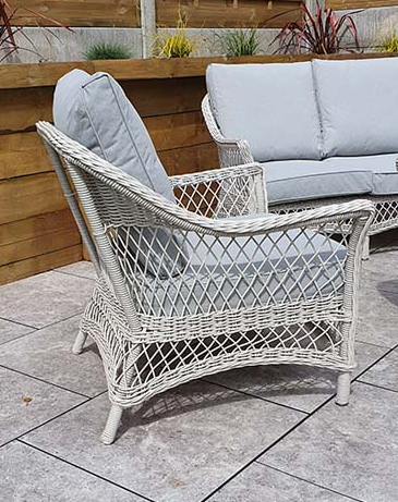 Rose White Wicker Outdoor 5 Seater Sofa Set | Rose0371
