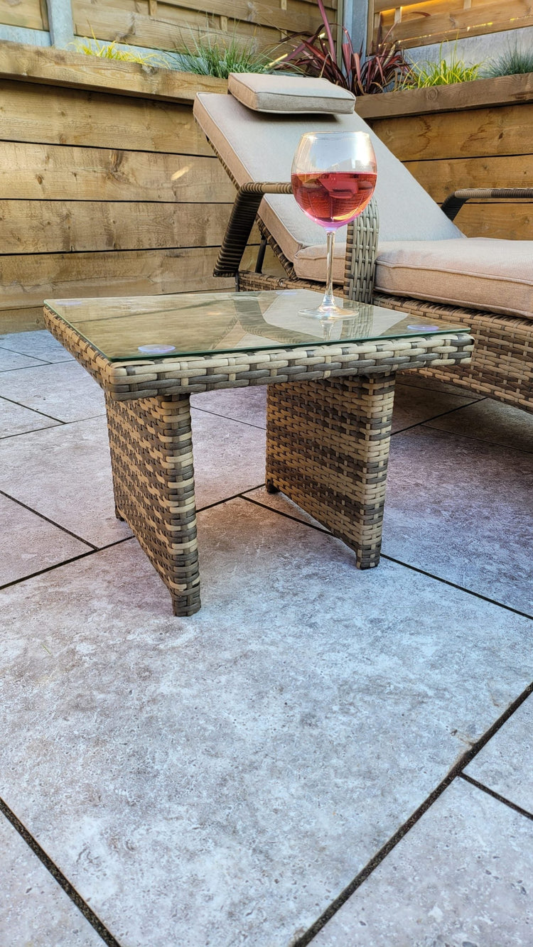 Signature Weave - Rattan Single Sun lounger with drinks table | Savannah | Sava0406