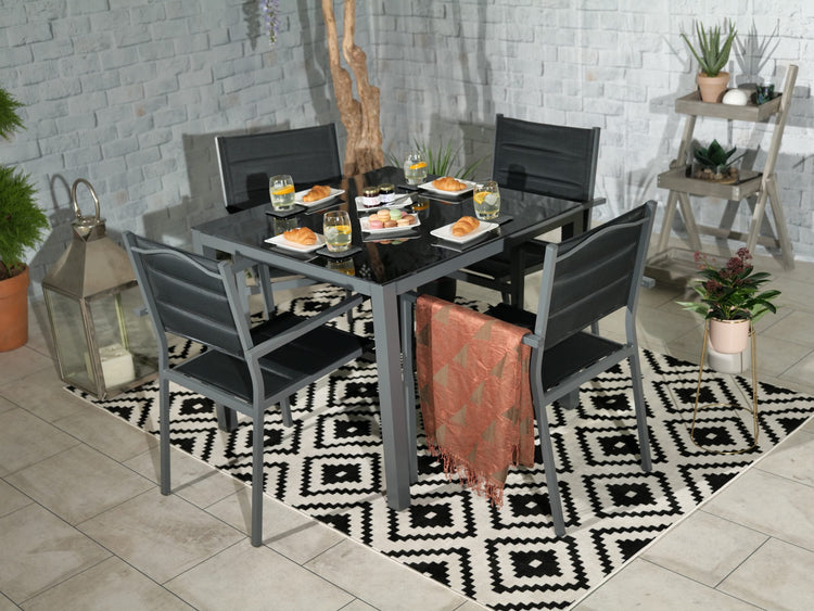 Sorrento 4 Seater Dining Set Including Parasol | AMIR | SOR-01