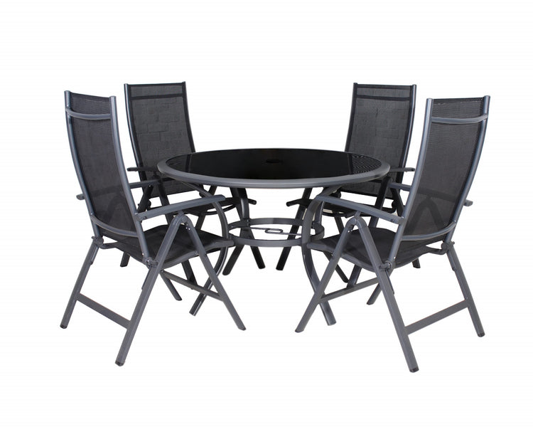 Sorrento 4 Seat Black Round Deluxe Recliner Set | AMIR | SOR120RECBLK