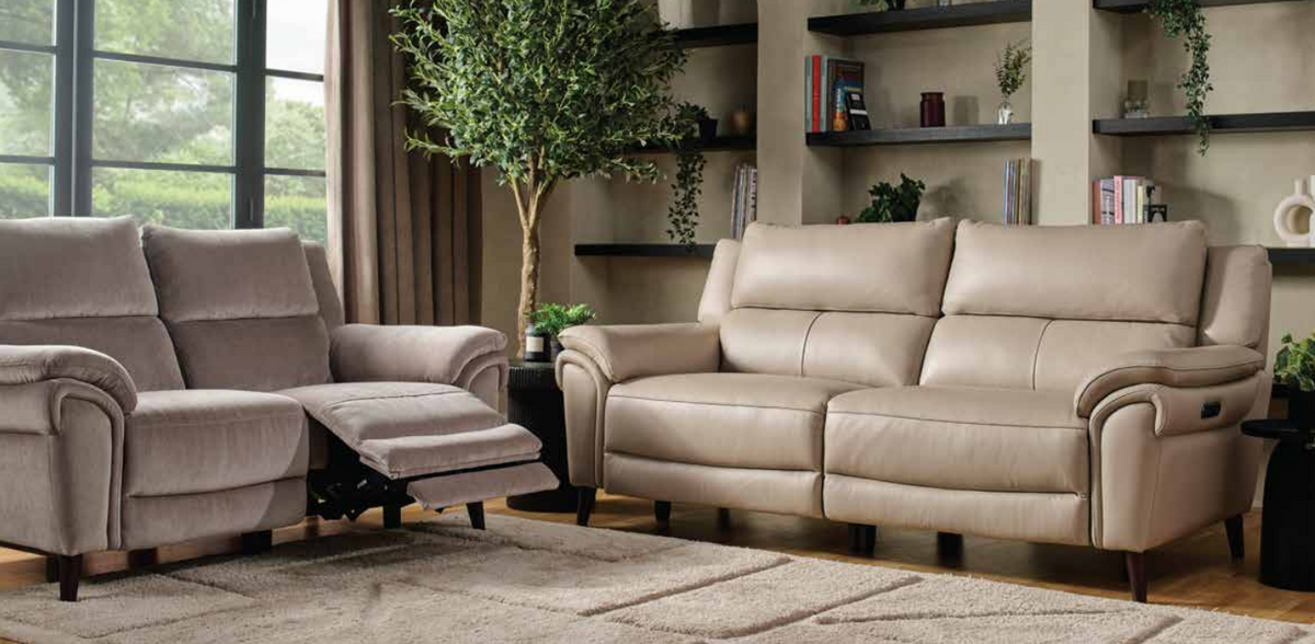Aries Electric Recliner Sofa Collection, Fabric or Leather