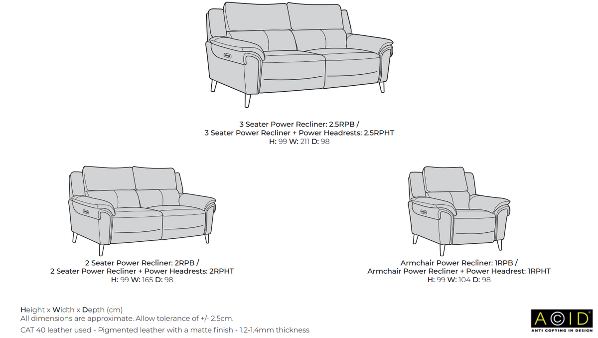 Aries Electric Recliner Sofa Collection, Fabric or Leather