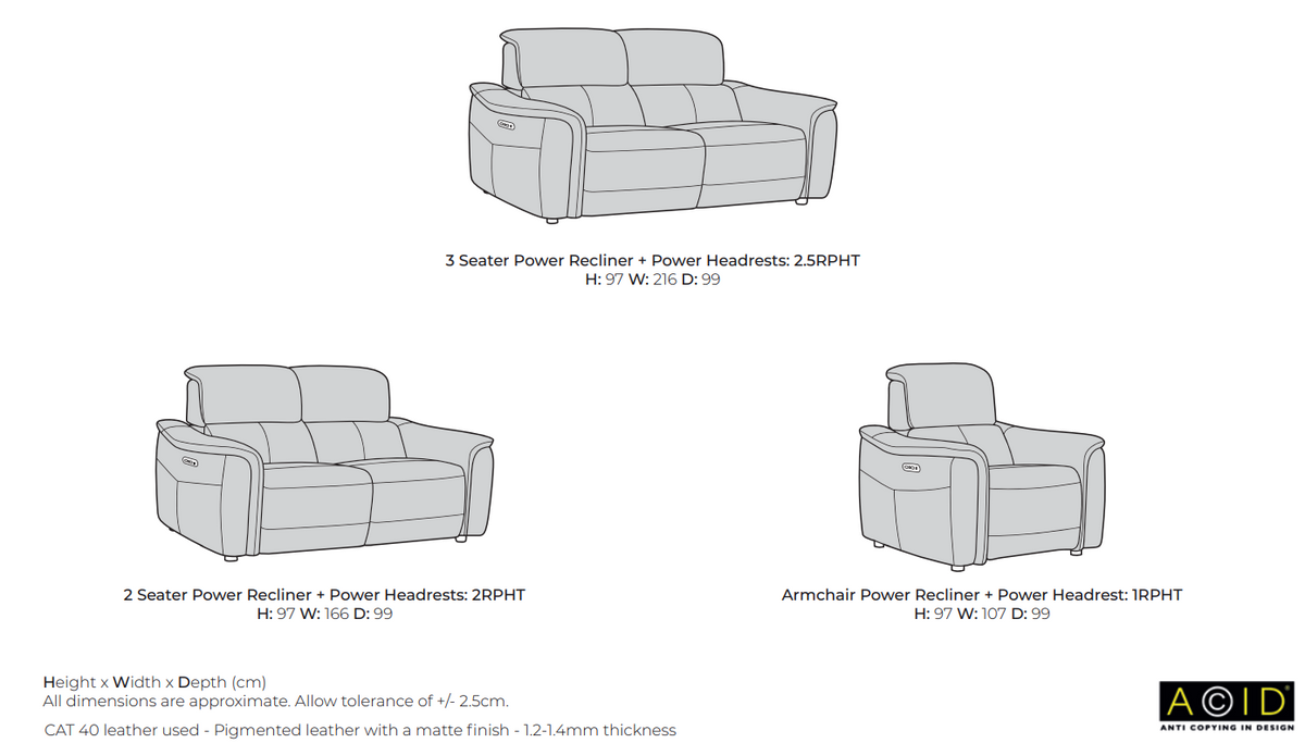 Gemini Electric Recliner Sofa Collection with Headrests