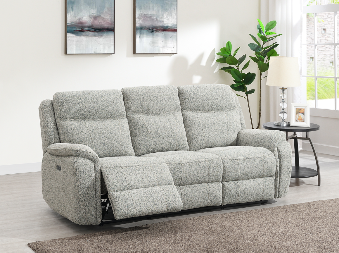Olivia Fabric Electric Recliner Sofa Collection, Pearl Grey or Moss Green