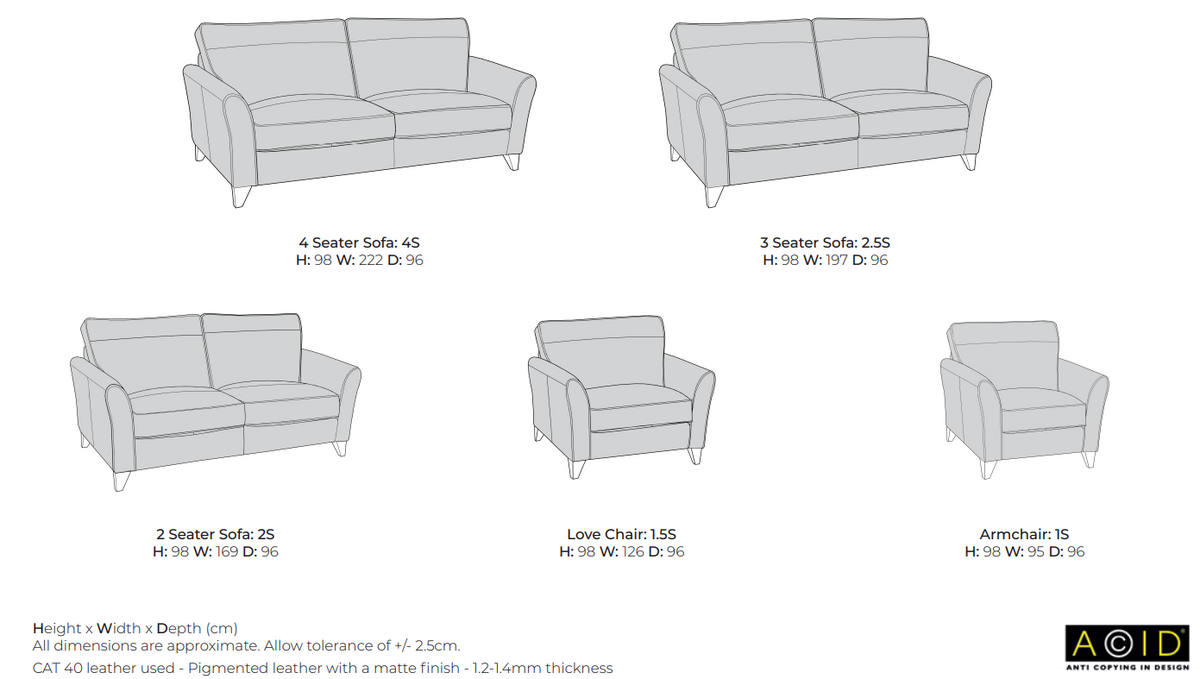 Olivia Leather Sofa Collection with Coil Sprung Seats