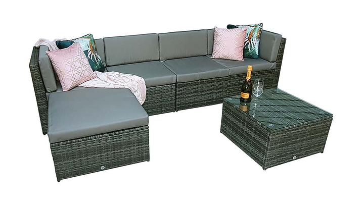 Stella Rattan Modular Garden Corner Sofa with Table Ottoman | Signature Weave