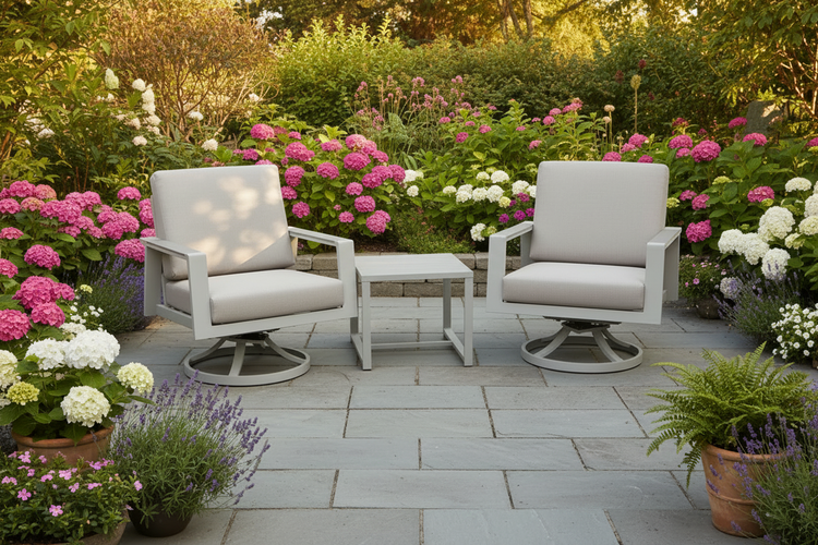 Neptune Aluminium Swivel Chair Set with Drinks Table | Nept0517
