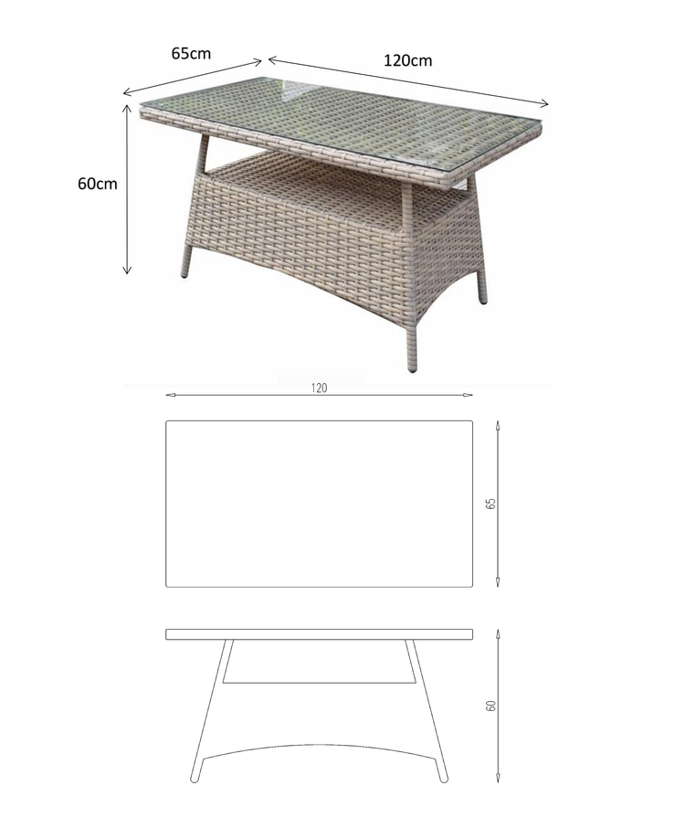 Sarah Rattan 4 Seater Sofa Set + Coffee Table in Grey | Sara0375