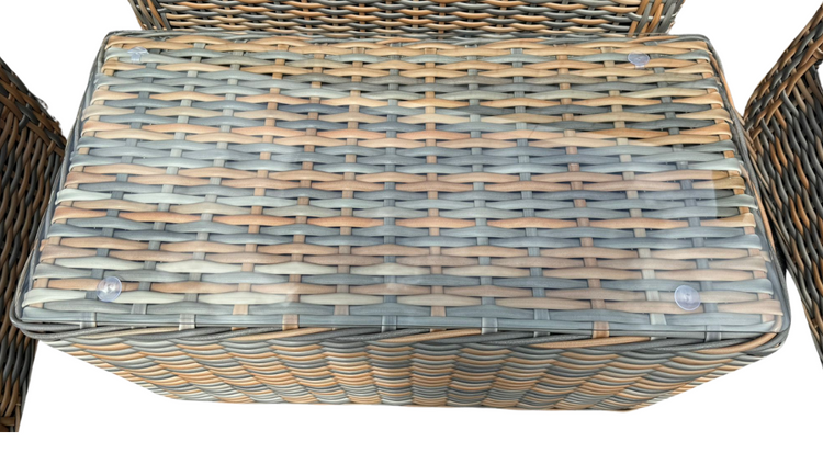 NEW Anna Mixed Weave Rattan 2 Seater + 2 Chairs + Coffee Table Homeflair