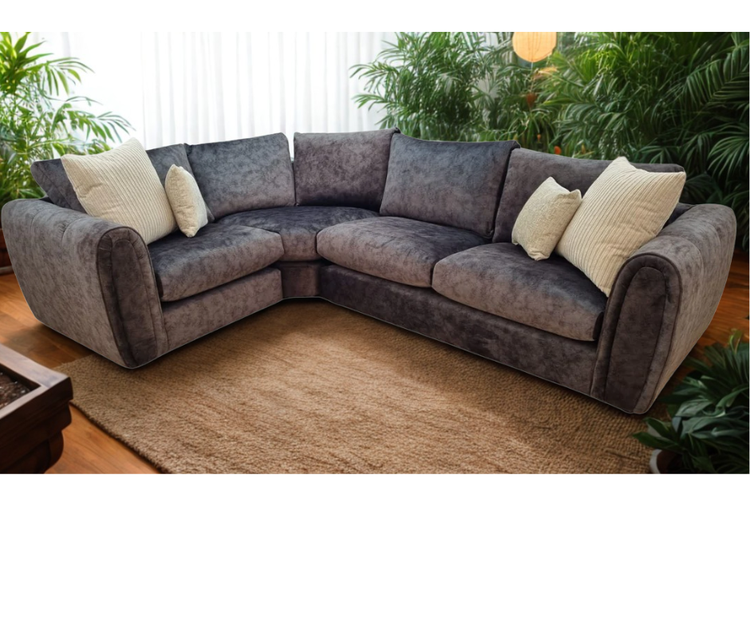 Ex-Display Alana Fabric Corner Sofa in Dark Grey