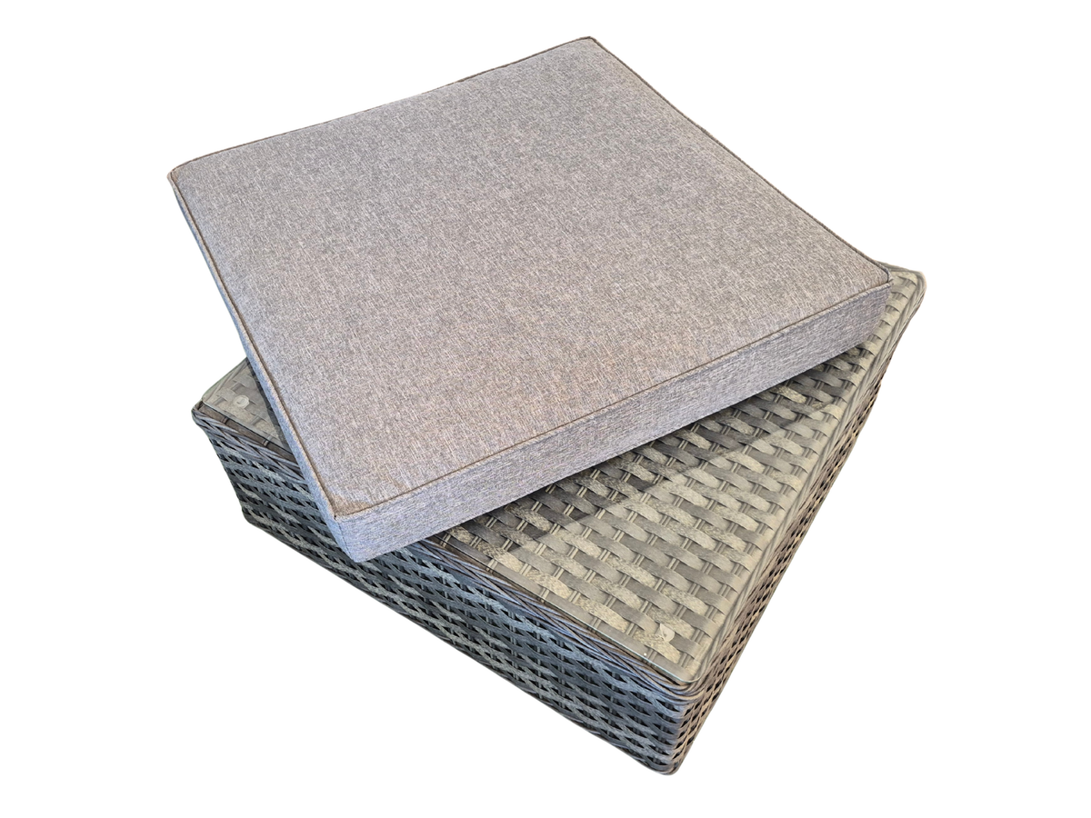 Richmond Grey Garden Footstool that Converts to a Glass Coffee Table