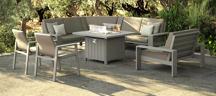 Venus Corner Sofa with Firepit Table + 2 Dining Chairs + Love Chair | Venu0463_0526