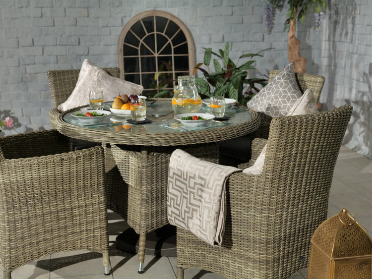 Rattan Wentworth 4 Seater Dining Set AMIR | WEN110CAR-WS