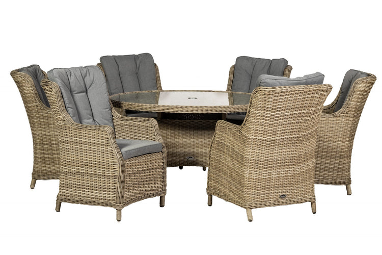 Rattan Wentworth 6 Seater Round Imperial Dining Set | AMIR | WEN140COM-WS