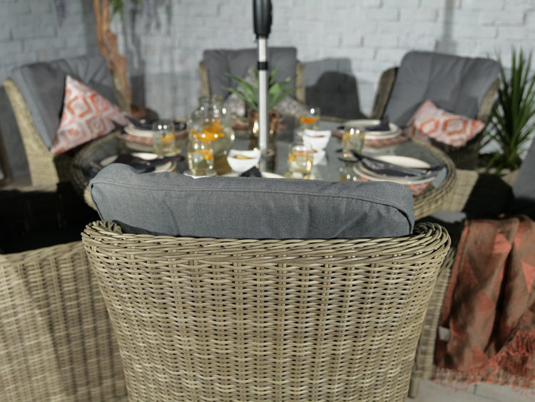 Rattan Wentworth 6 Seater Round Imperial Dining Set | AMIR | WEN140COM-WS