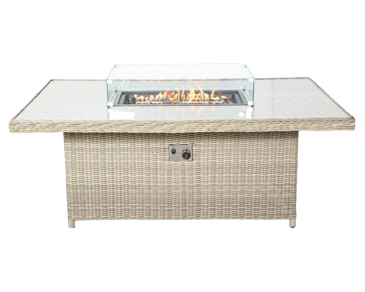 Rattan Wentworth Fire Pit 7pc Deluxe Modular Corner Dining / Lounging Set | AMIR | WEN170XFP