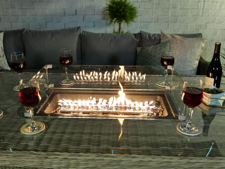Rattan Wentworth Fire Pit 7pc Deluxe Modular Corner Dining / Lounging Set | AMIR | WEN170XFP