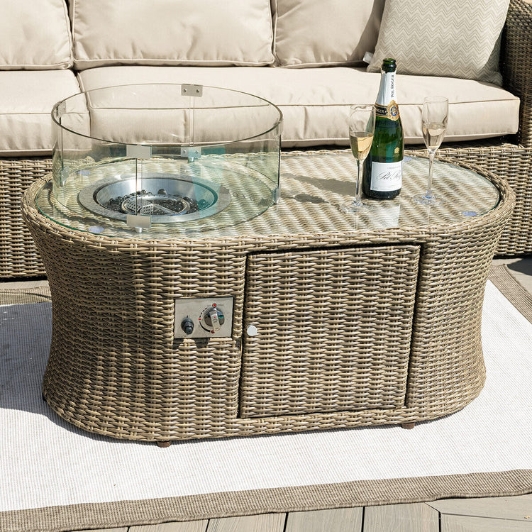 Homeflair - Winchester 2 Seat Rattan Sofa Set w/ Firepit