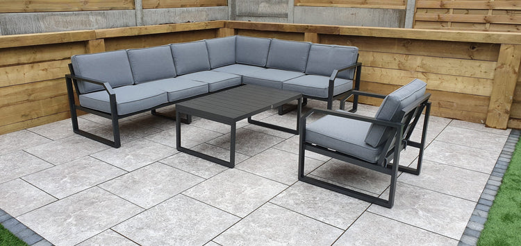 Signature Weave - Rattan Aluminium Corner Sofa with Chair Set | Alarna | Alar0357