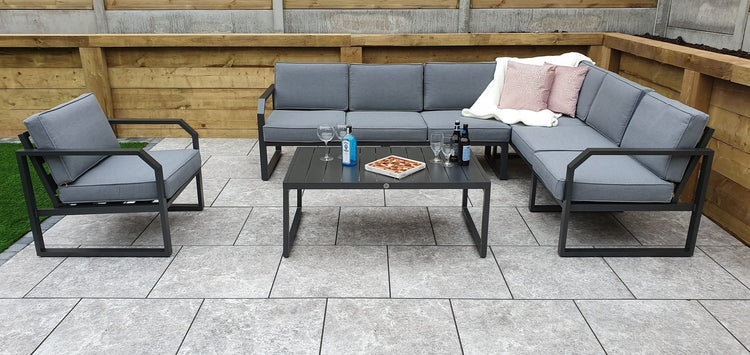 Signature Weave - Rattan Aluminium Corner Sofa with Chair Set | Alarna | Alar0357