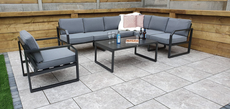 Signature Weave - Rattan Aluminium Corner Sofa with Chair Set | Alarna | Alar0357
