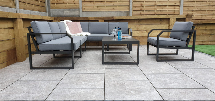 Signature Weave - Rattan Aluminium Corner Sofa with Chair Set | Alarna | Alar0357