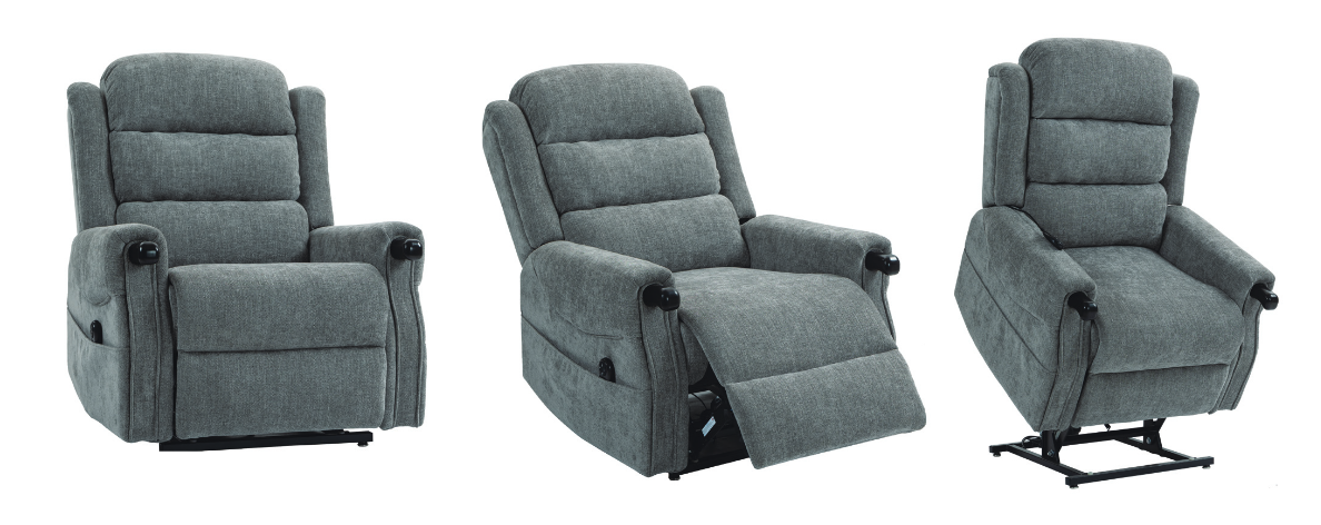 Albury Grey Fabric Dual Motor Lift and Rise Recliner Chair
