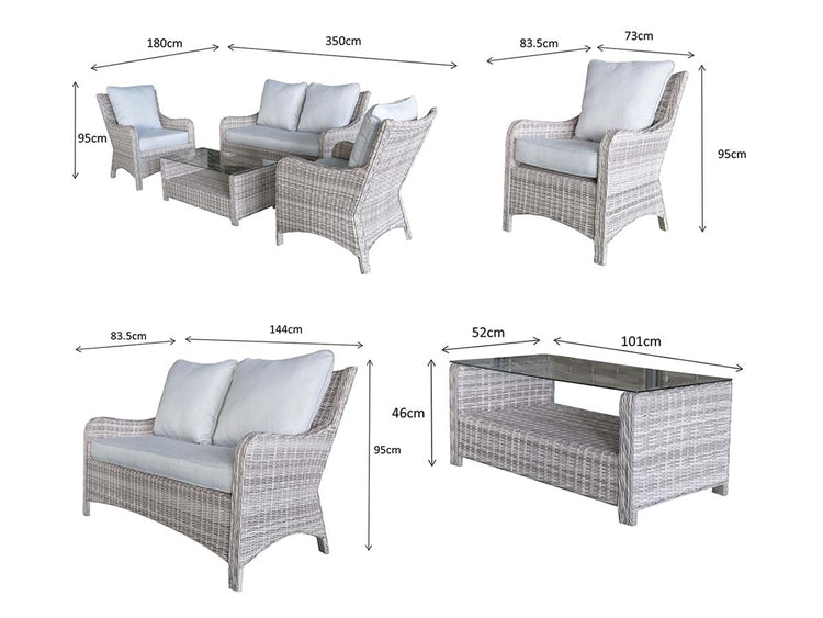 Signature Weave - Rattan High Back 4 Seater Sofa Set in Grey | Alexandra | Alex0052