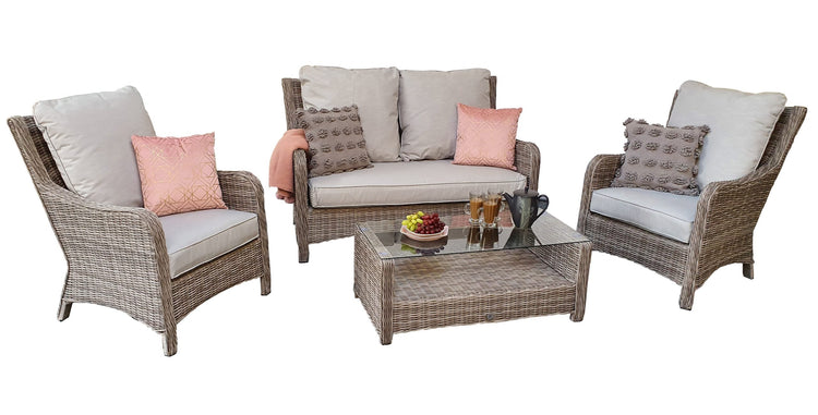 Signature Weave - Rattan High Back 4 Seater Sofa Set in Grey | Alexandra | Alex0052