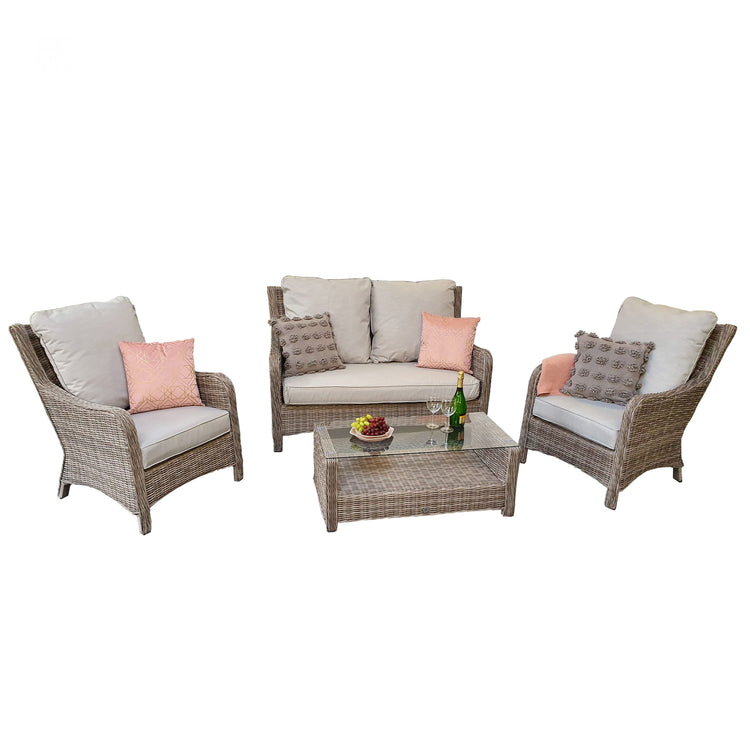 Signature Weave - Rattan High Back 4 Seater Sofa Set in Grey | Alexandra | Alex0052