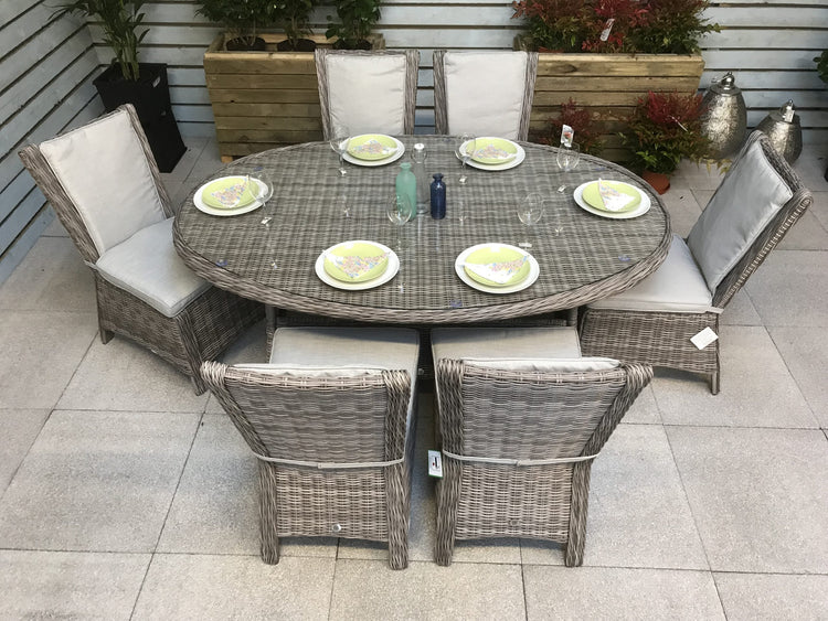 Signature Weave - Rattan Oval Dining Table with 8 Chairs Set | Alexandra | Alex0207_0176