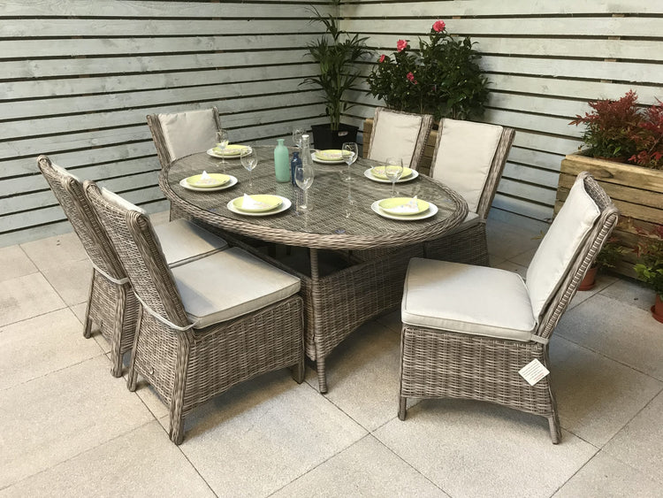 Signature Weave - Rattan Oval Dining Table with 8 Chairs Set | Alexandra | Alex0207_0176