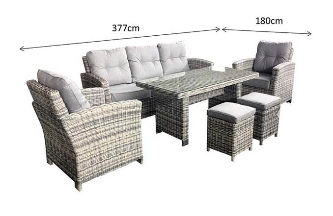 Amy Rattan 7 Seater Dining Set in Grey | Amy0213