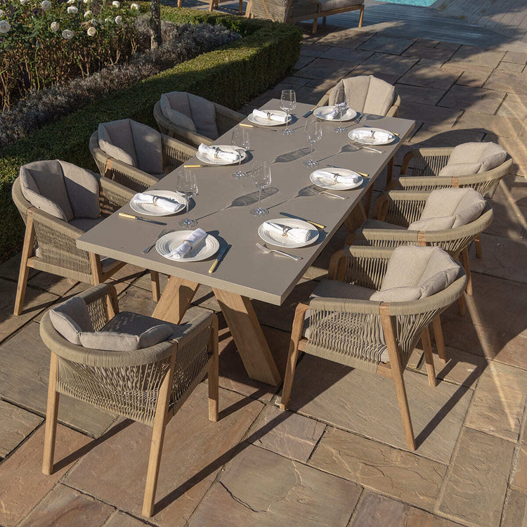 Homeflair - Martinique Rope Weave 6 Seat Round Dining Set
