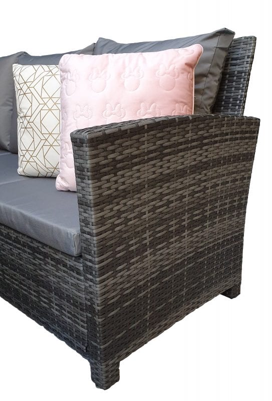 Signature Weave - Rattan Charlotte Corner Sofa + Dining Table + 3 Stools Set Grey | Char0309