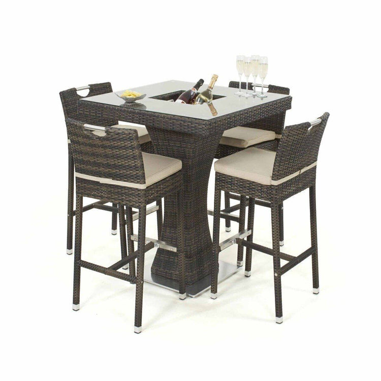 Homeflair - 4 Seat Square Rattan Bar Set