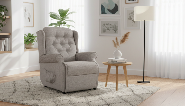 Belvedere High Back Fabric Lift and Rise Recliner Chair, Petite or Standard | Buoyant Upholstery
