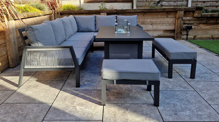 Signature Weave - Bettina Corner Dining Set with Firepit Table | Bett0426