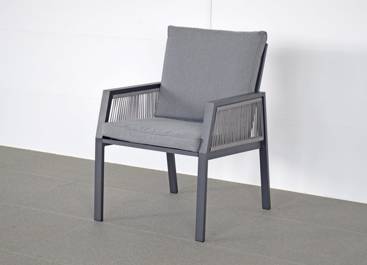 Bettina Aluminium Rope Weave Garden Dining Chair with Showerproof Cushions | Signature Weave
