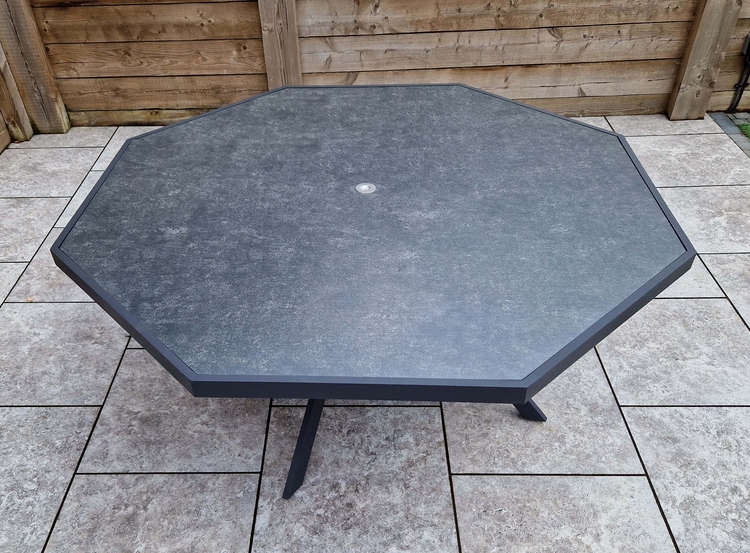 Bettina Aluminium Octagonal Table + 8 Rope Weave Chairs Set | Bett0444_0443