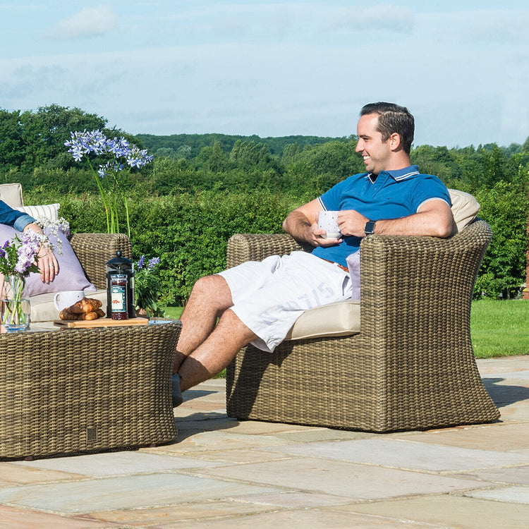 Homeflair - Winchester 2 Seat Rattan Sofa Set w/ Firepit