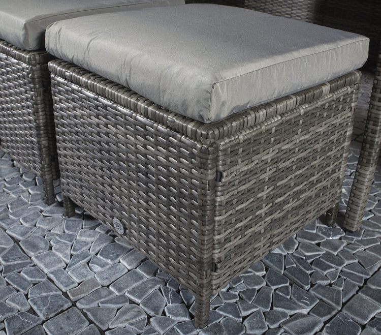 Signature Weave - Rattan Charlotte Corner Sofa + Dining Table + 3 Stools Set Grey | Char0156