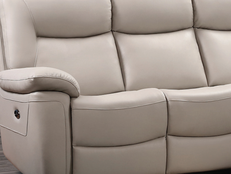 Lucia Electric Recliner Leather 3 + 2 Seater Sofas in Pearl Grey - Homeflair