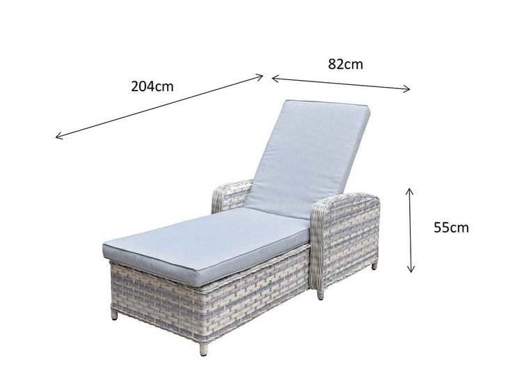 Signature Weave - Rattan Single Sun lounger with Arms in Silver Grey | Constance | Cons0178
